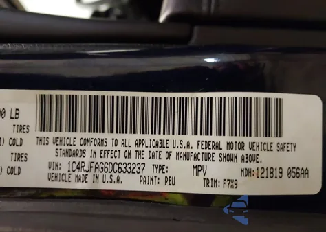 2013 Jeep Grand Cherokee Laredo из США, поврежденный, VIN 1C4RJFAG6DC633237